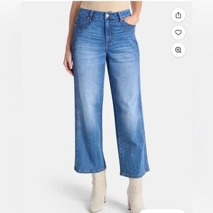 Time and Tru sz 18 Jeans Wide Leg Cropped High Rise Medium Wash